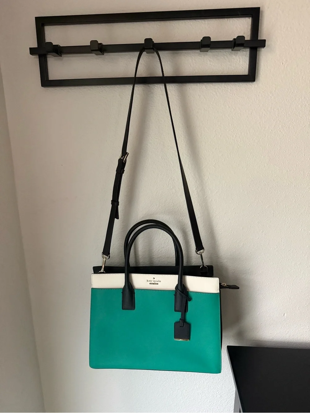kate spade Teal, Cream & Black Two-Tone Satchel
